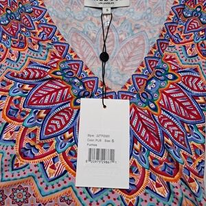 NEW Hale Bob Vibrant Multicolor V-Neck Blouse